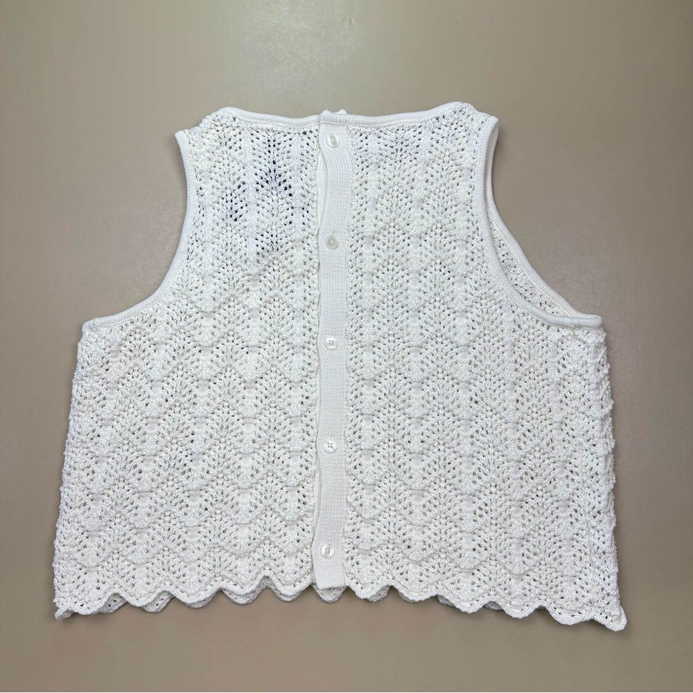 Ava Viv Crochet Tank Top 2X White Scallop Hem Sleeveless NWT - Picture 7 of 9